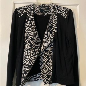 Black Blazer Jacket w/ Aztec Printed Pattern